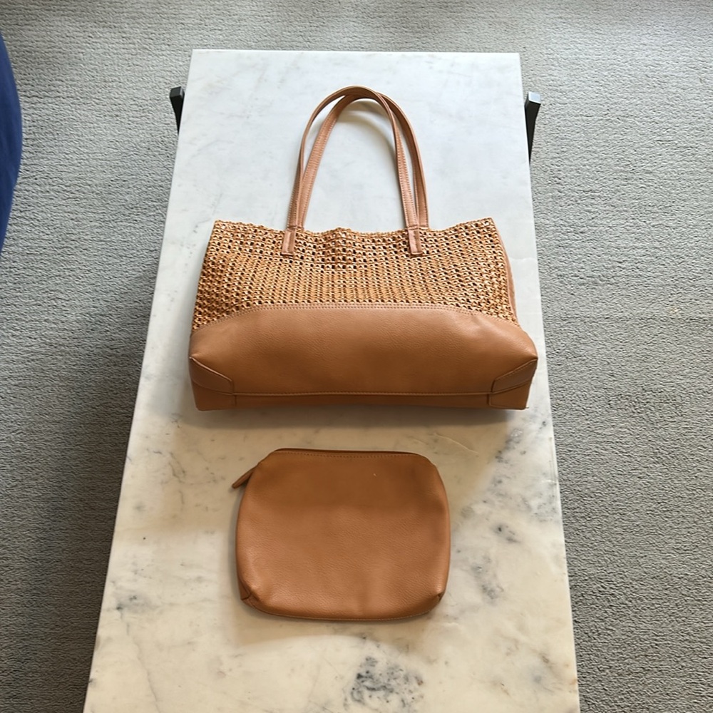 Woven Tan Tote Bag
